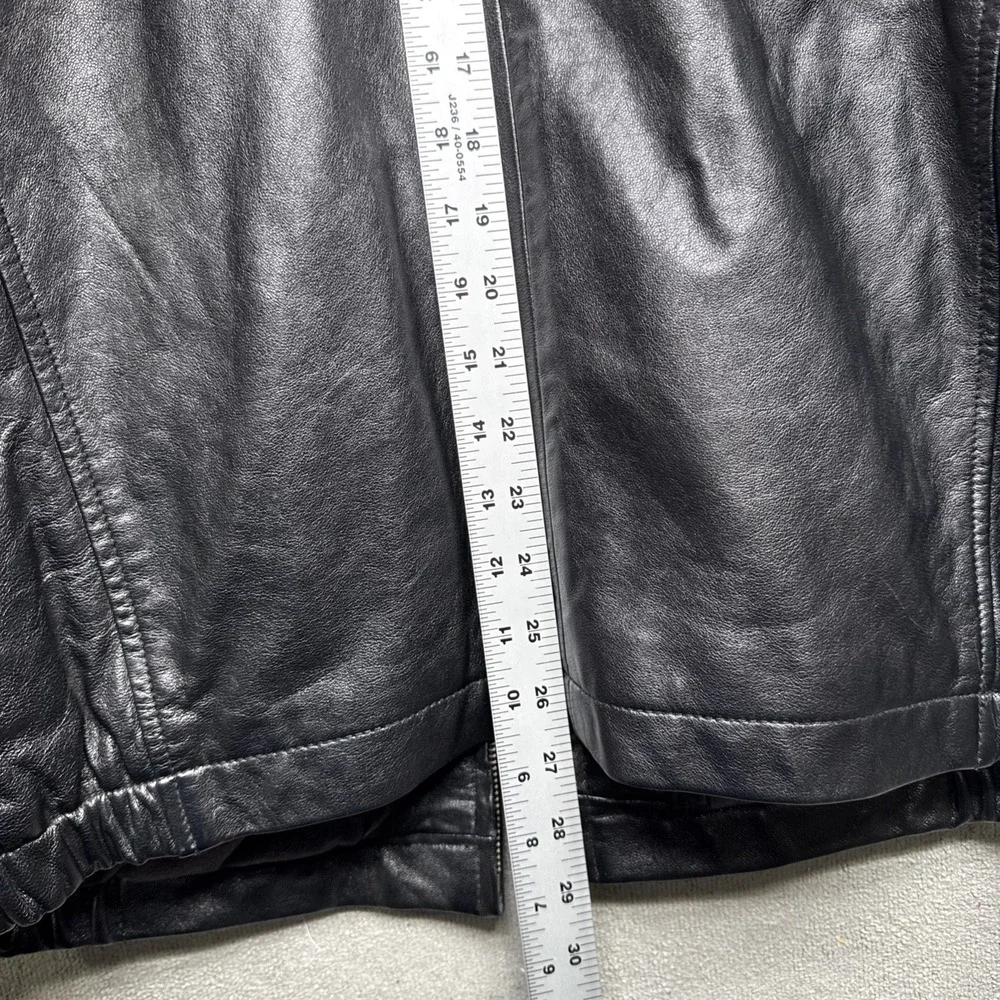 Izod Black Leather Jacket Men's Large Classic Bomber Moto Core‎ Style